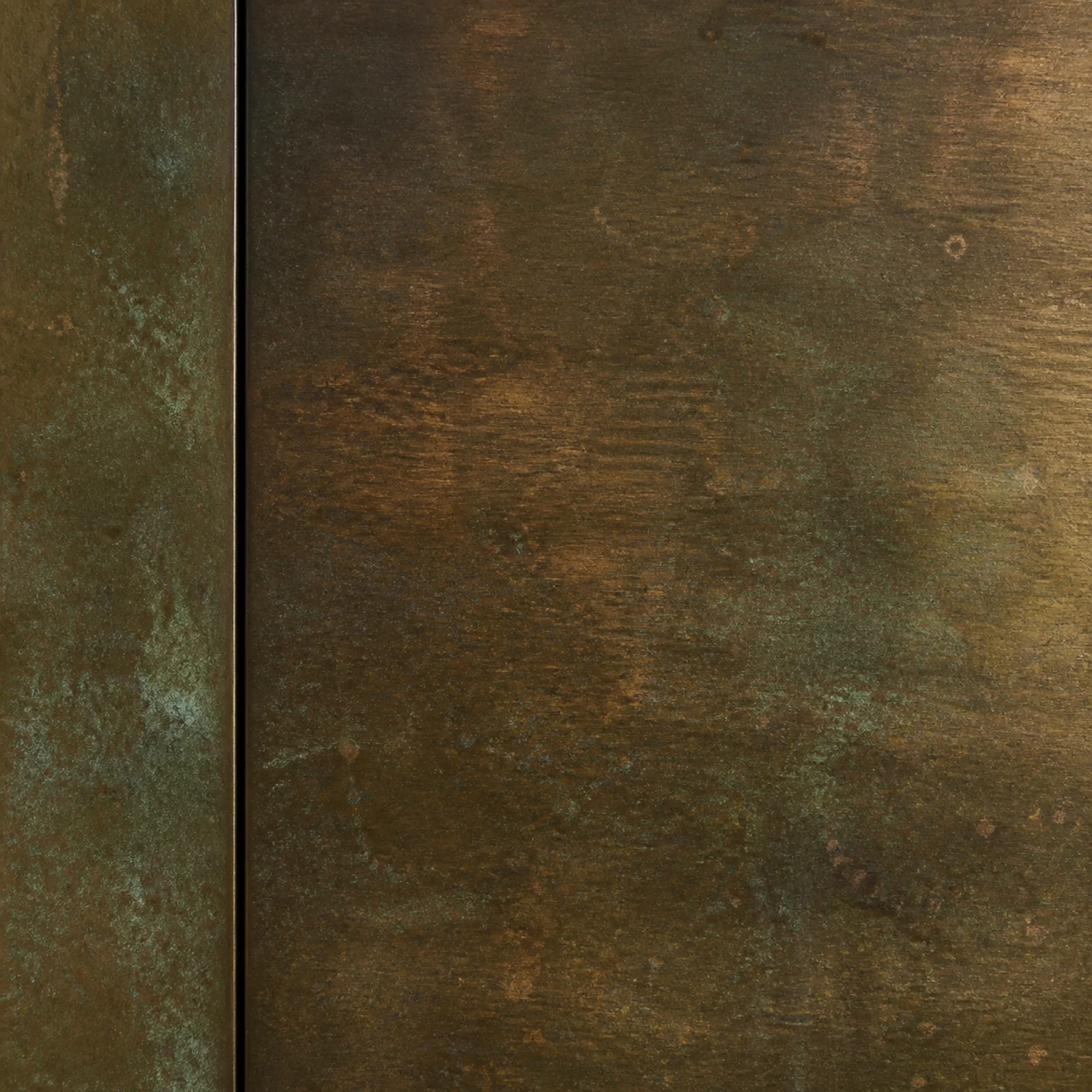 Bronze surface with natural patina and tonal variation