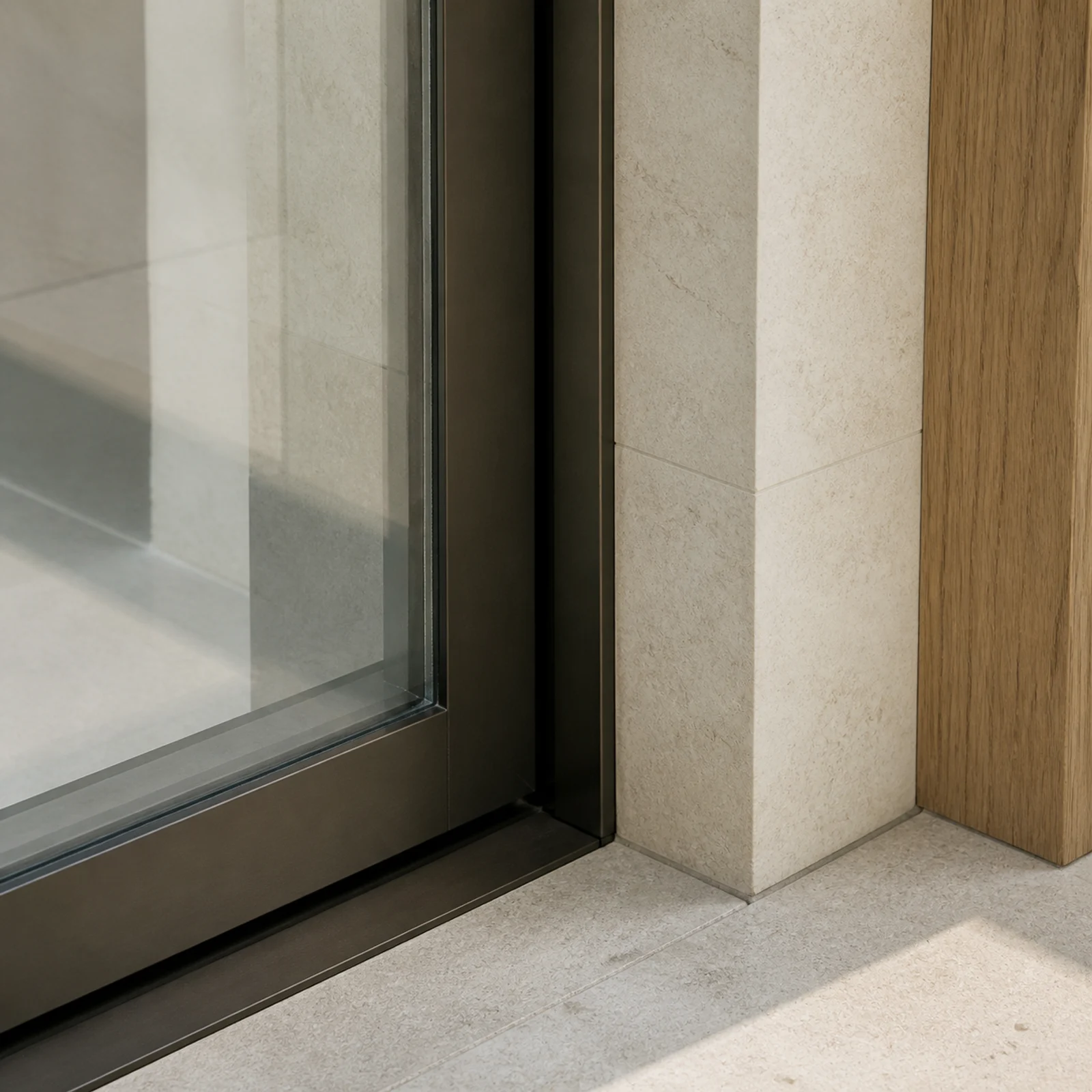 Representative metal, stone, timber, and glass junction study