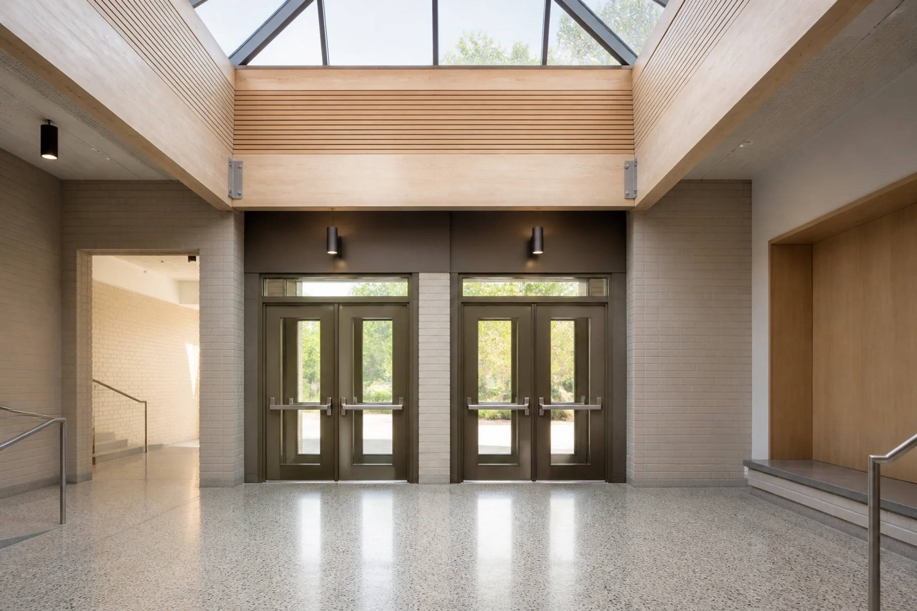 Representative commercial egress application study with paired fire-exit doors