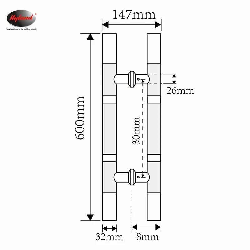 Hyland 102 glass door handle, view 2