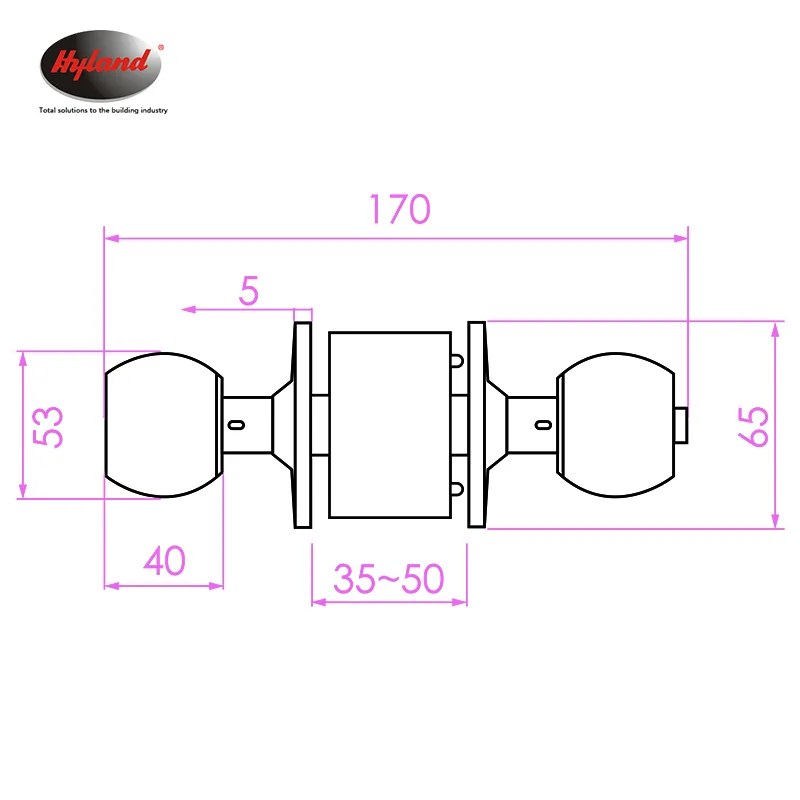 Hyland 587 SSBK light duty cylindrical lock, view 3