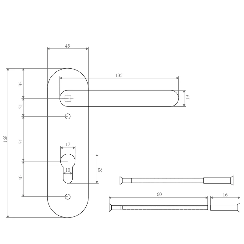 Hyland 9082E Stainless Steel Handle, view 2