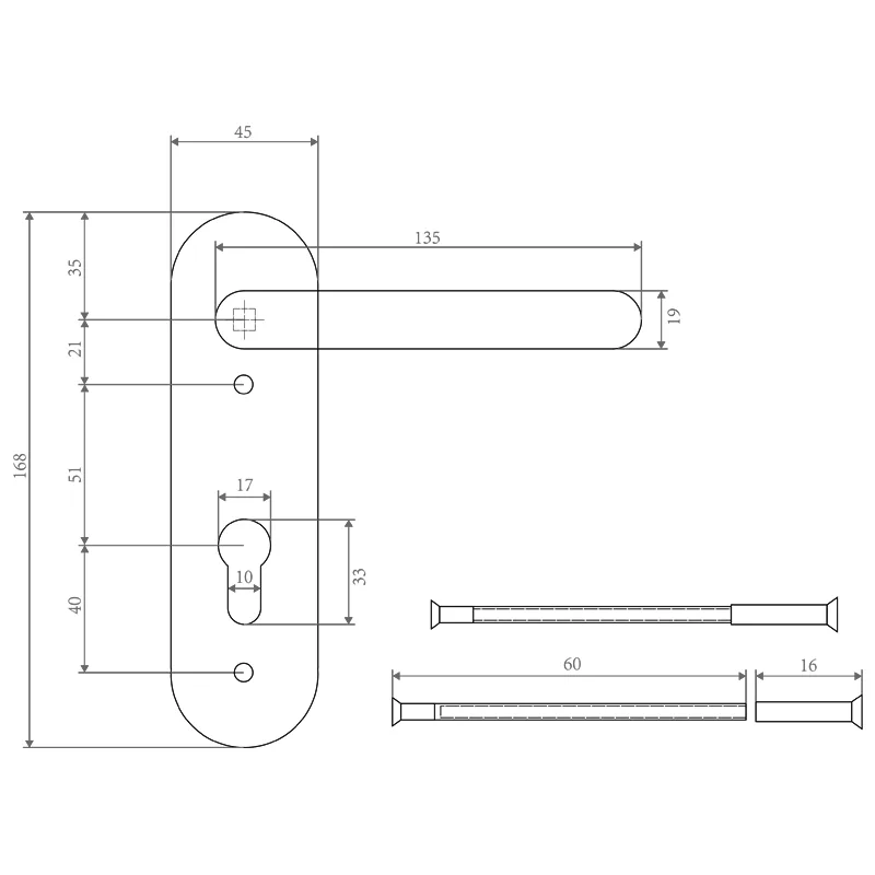 Hyland 9082E Stainless Steel Handle, view 3